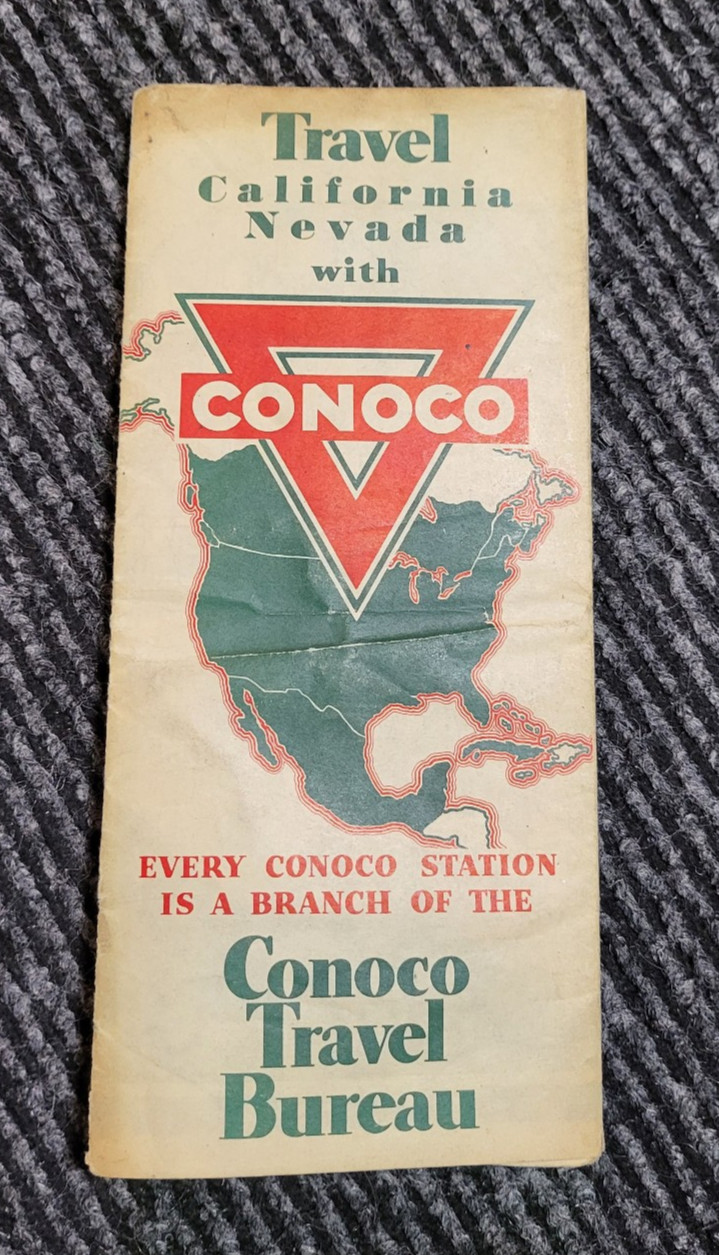 Vintage Conoco Travel Bureau CALIFORNIA NEVADA Oil Gas State Highway Road Map