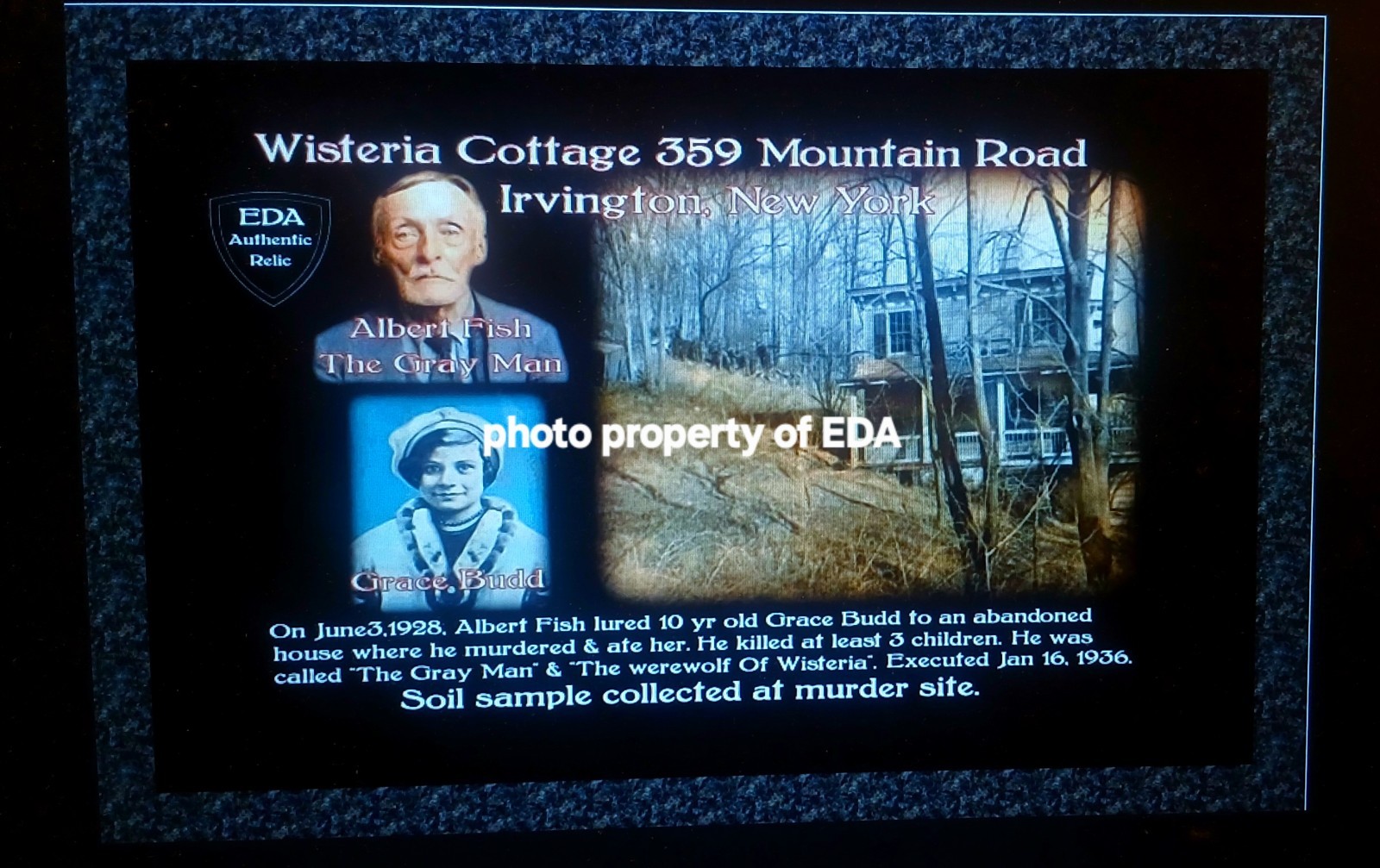 Albert Fish Haunted Item Relic Soil Sample The Gray Man True Crime Cannibal