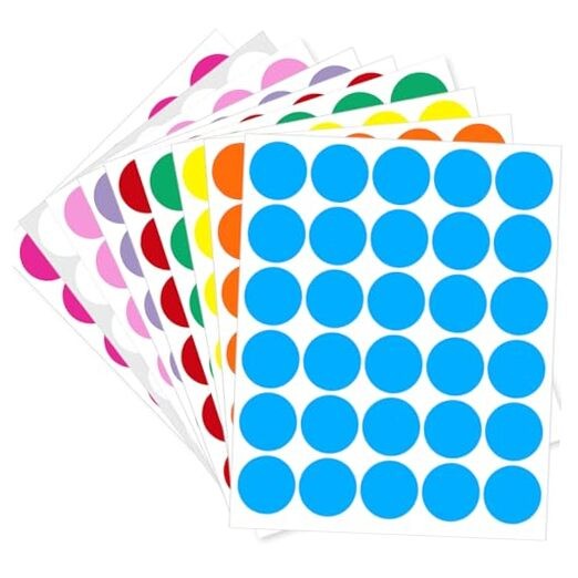 1 Inch Removable Color Code Dot Sticker Round Labels,Garage 1 inch Multicolored