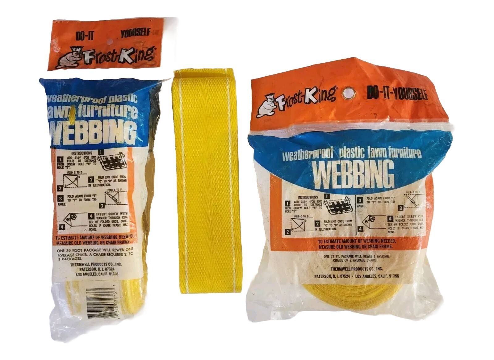 Frost King Re-Web Kit Lawn Chair Webbing Yellow 2 Packs 110ft + 1 Open Vintage