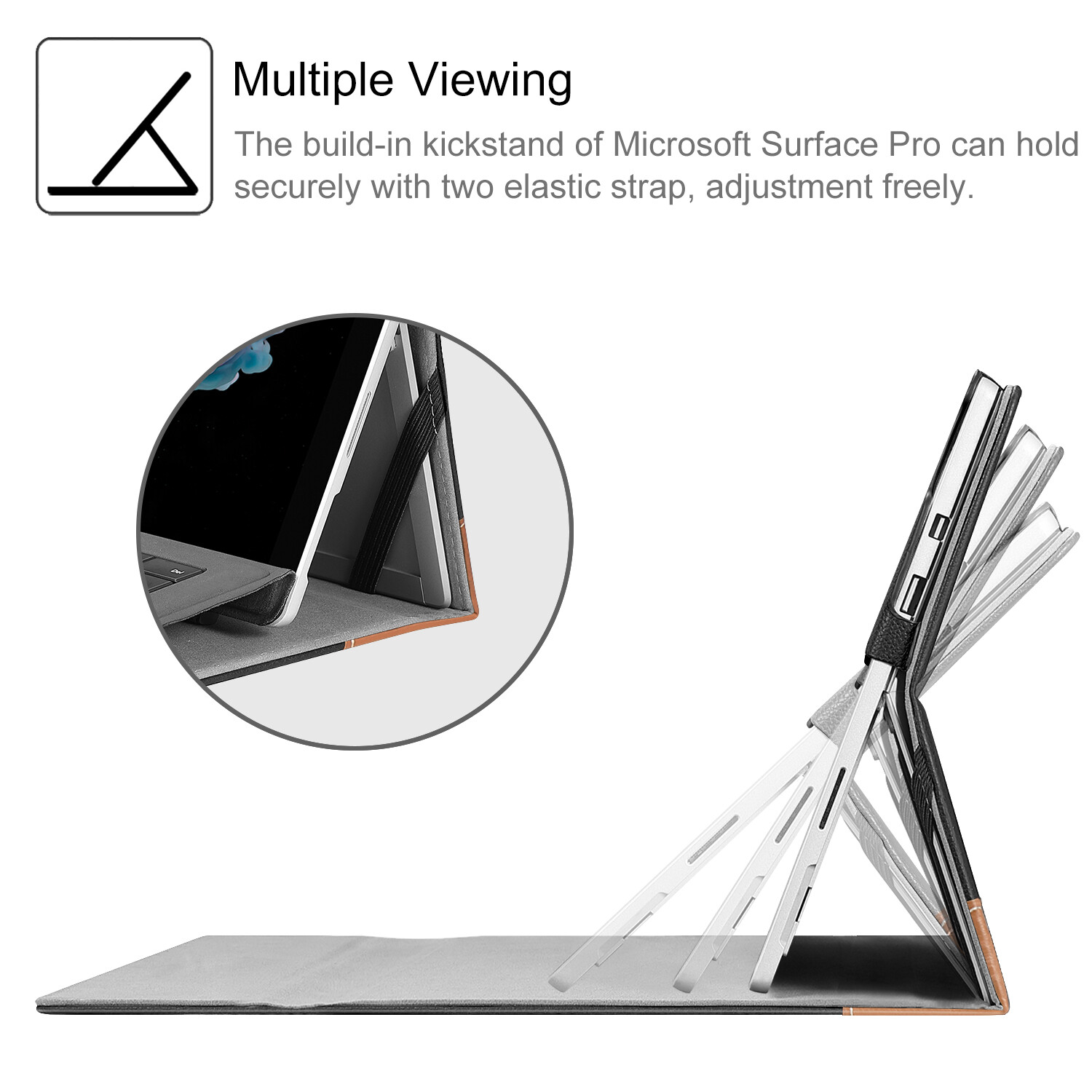 For Microsoft Surface Pro 7 / Pro 6 / Pro 5 / 4 / 3 Case Portfolio Stand Cover
