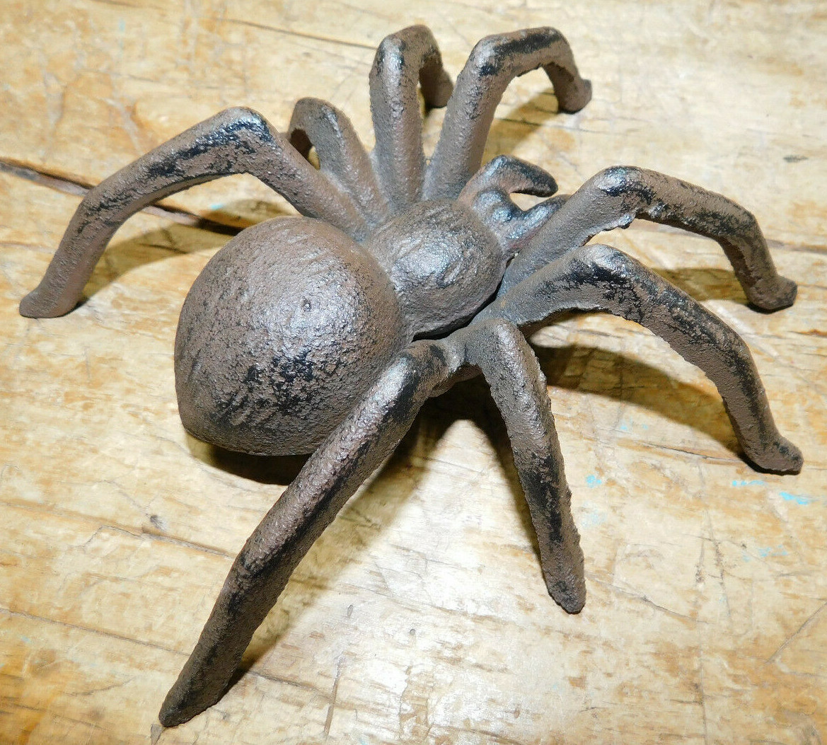 HUGE Cast Iron UGLY SPIDER Doorstop Statue Paper Weight Garden Decor TARANTULA