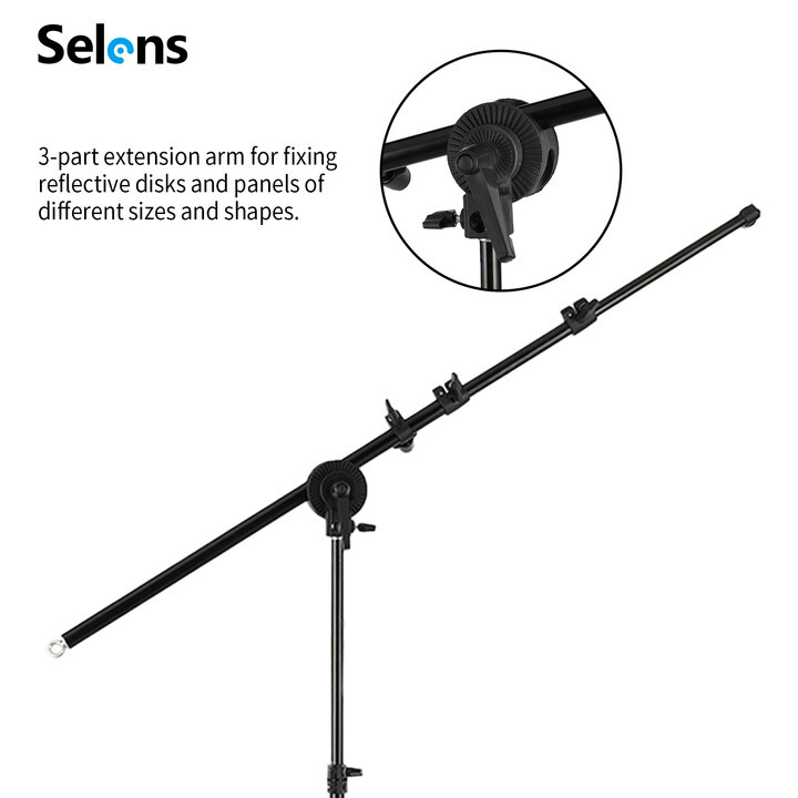 Selens 6.5FT Light Stand Photo Studio Reflector Holder Boom Arm + Sand Bag