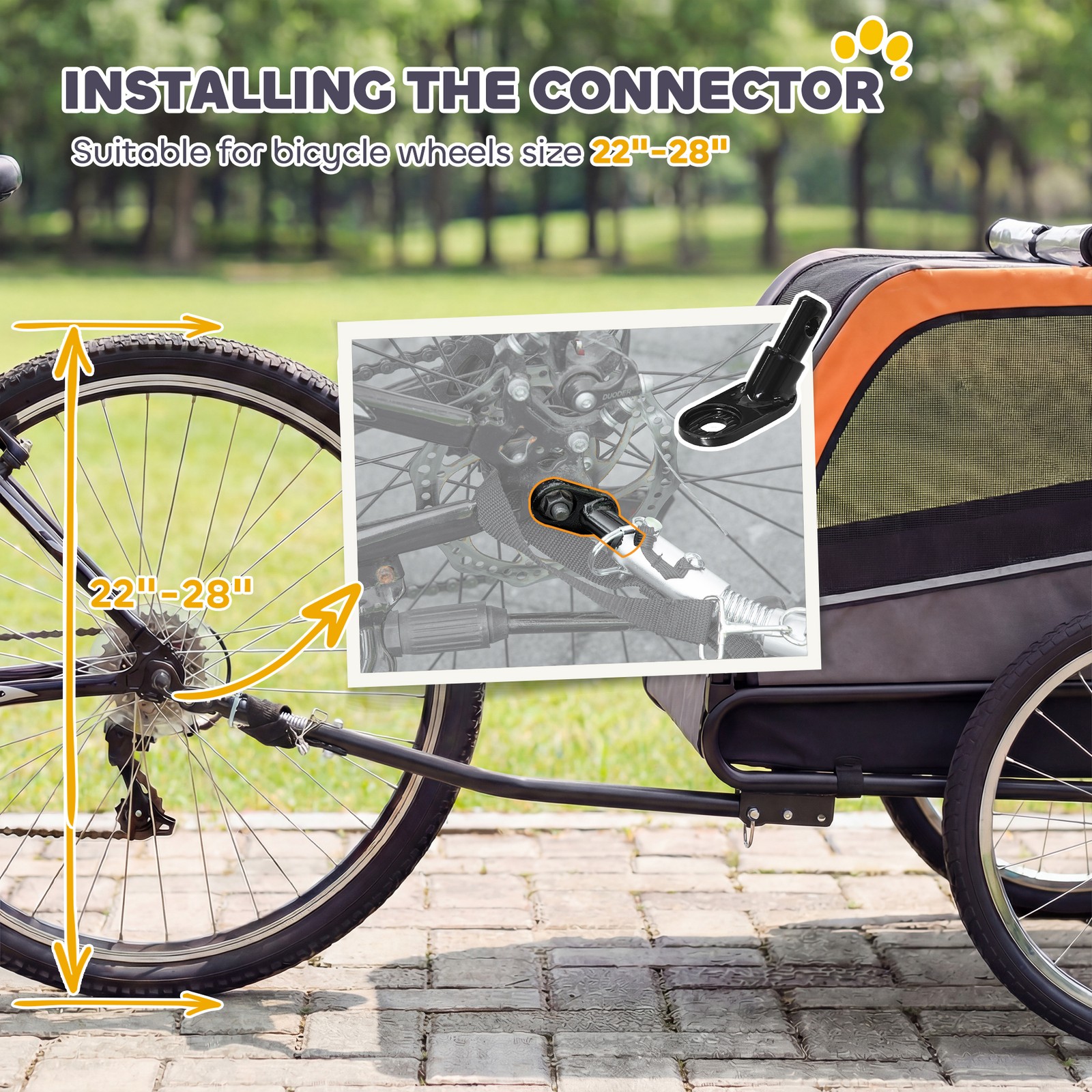 PawHut Dog Bike Trailer, Pet Cart Wagon Cart Carrier Attachment