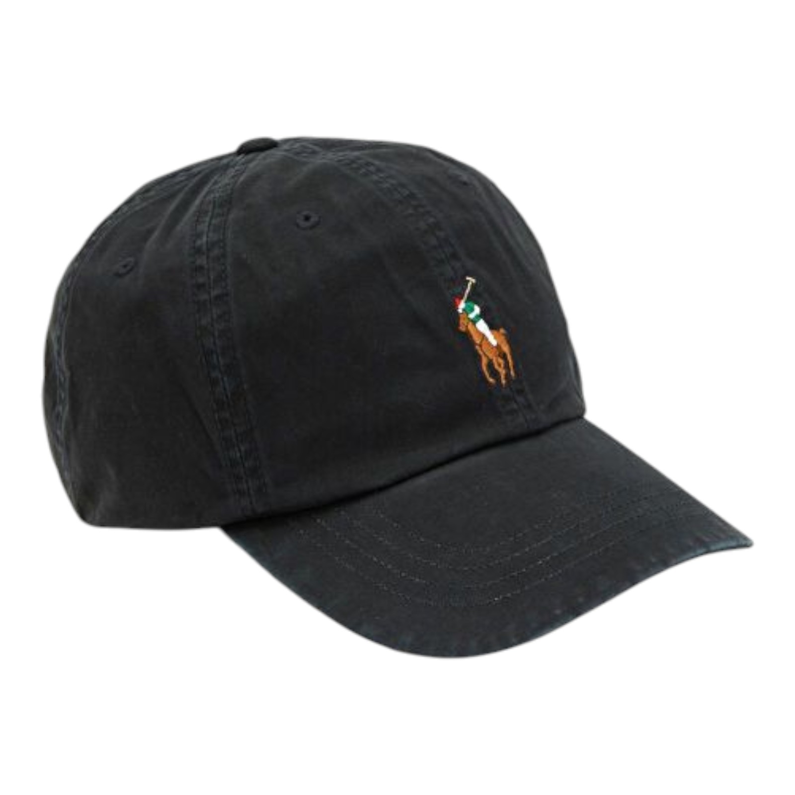 Polo Ralph Lauren Men's OS Cotton Chino Adjustable Baseball Cap Black Brown Pony