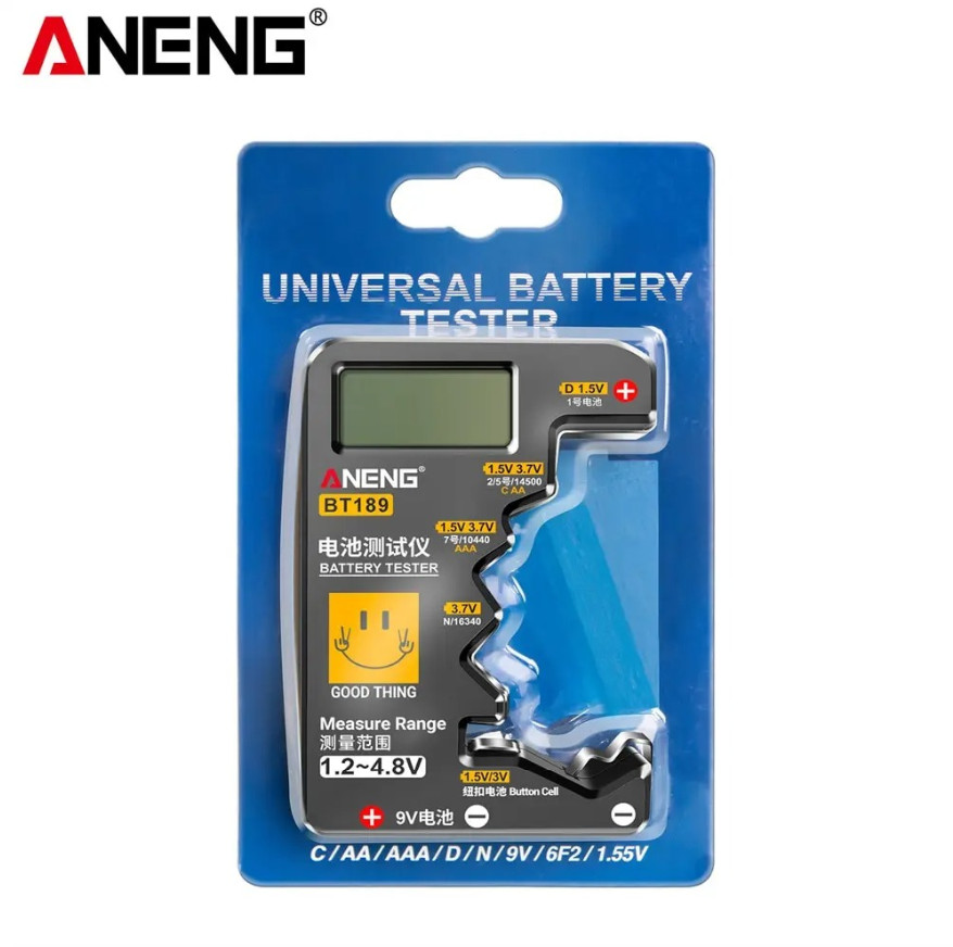 1pc ANENG BT189 Universal Battery Tester LCD Display for AA AAA 9V Button Cells