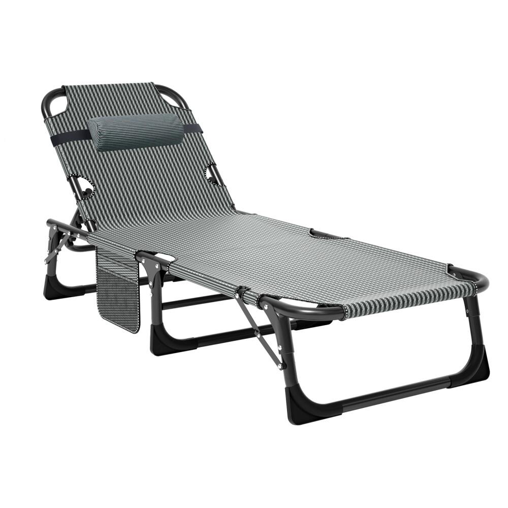 Slsy 4-Position Adjustable Cot Heavy Duty Folding Chaise Lounge Chair Outdoor