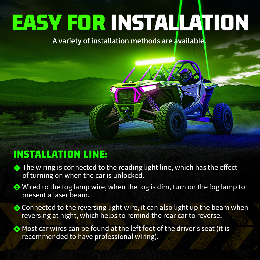 For Polaris RZR 1000XP WHIPLESS LASER RGB LED Whip Lights Antenna Remote UTV ATV