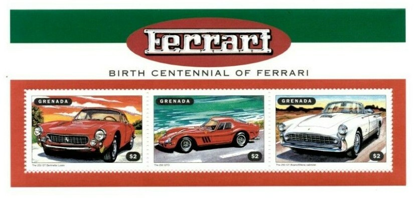 Grenada - 1998 - Ferrari Cars - Sheet Of 3 stamps - MNH