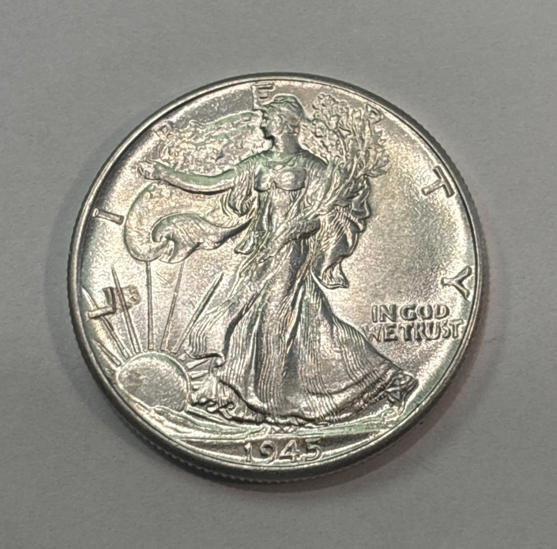 1945 Walking Liberty Silver Half Dollar (AU+) About Uncirculated WWII! ENN Coins