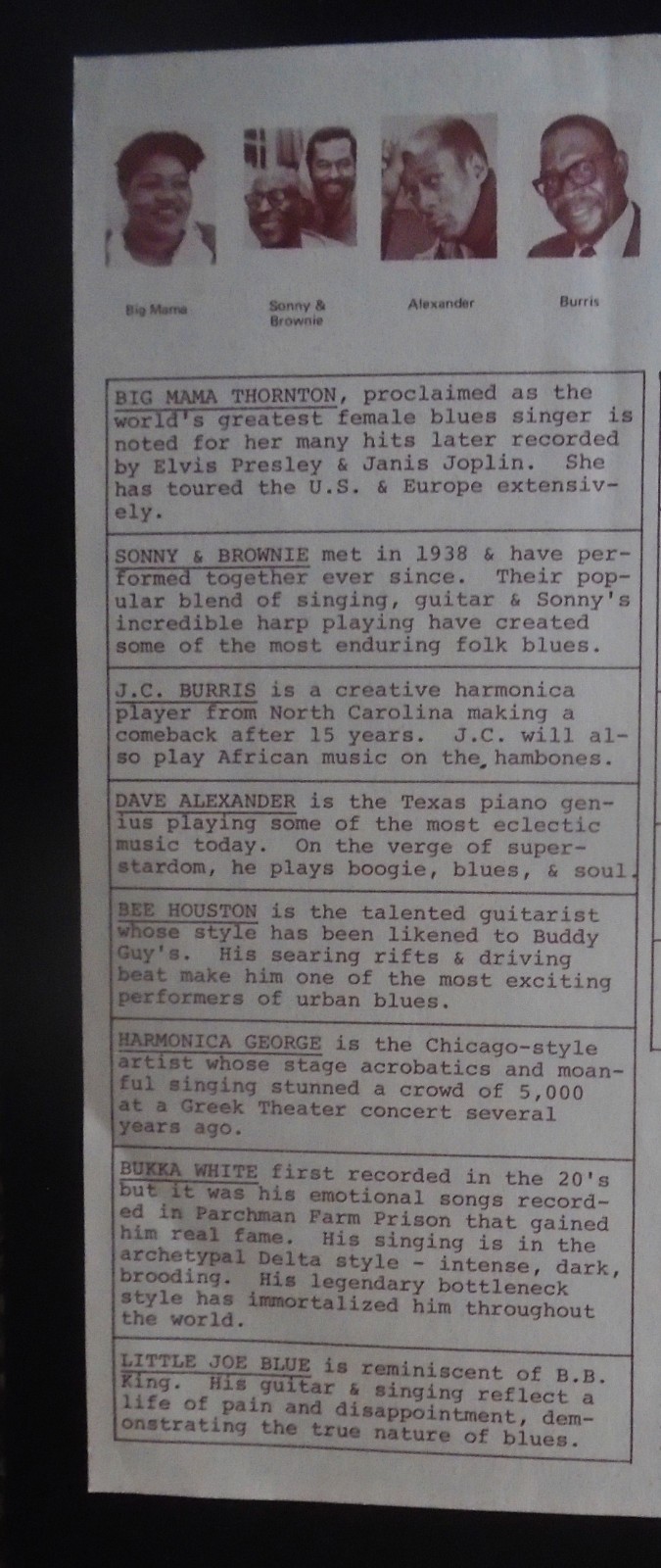 ORIGINAL CONCERT HANDBILL-BERKELEY BLUES FESTIVAL_JAN. 16/17 1970-MAMA THORTION-