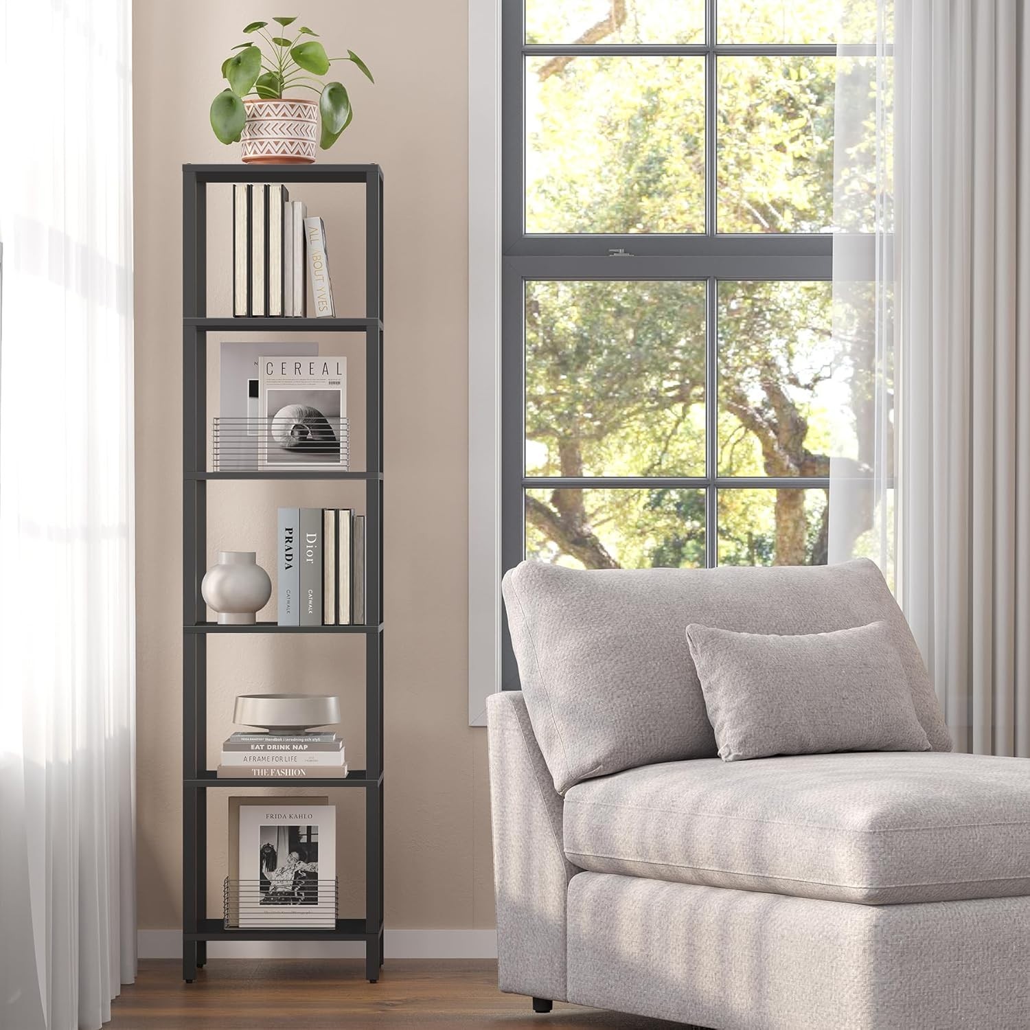 Estantería alta de 6 niveles, estantería estrecha para espacios pequeños, estant