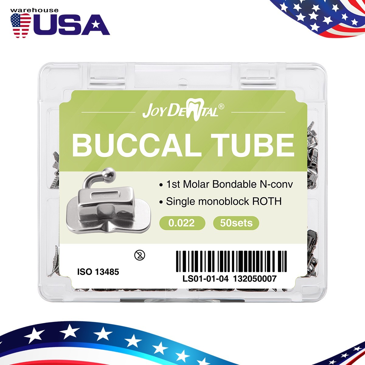 50 Set AZDENT Dental Ortho MIM Buccal Tube Roth/MBT 0.022 1st Molar Bondable