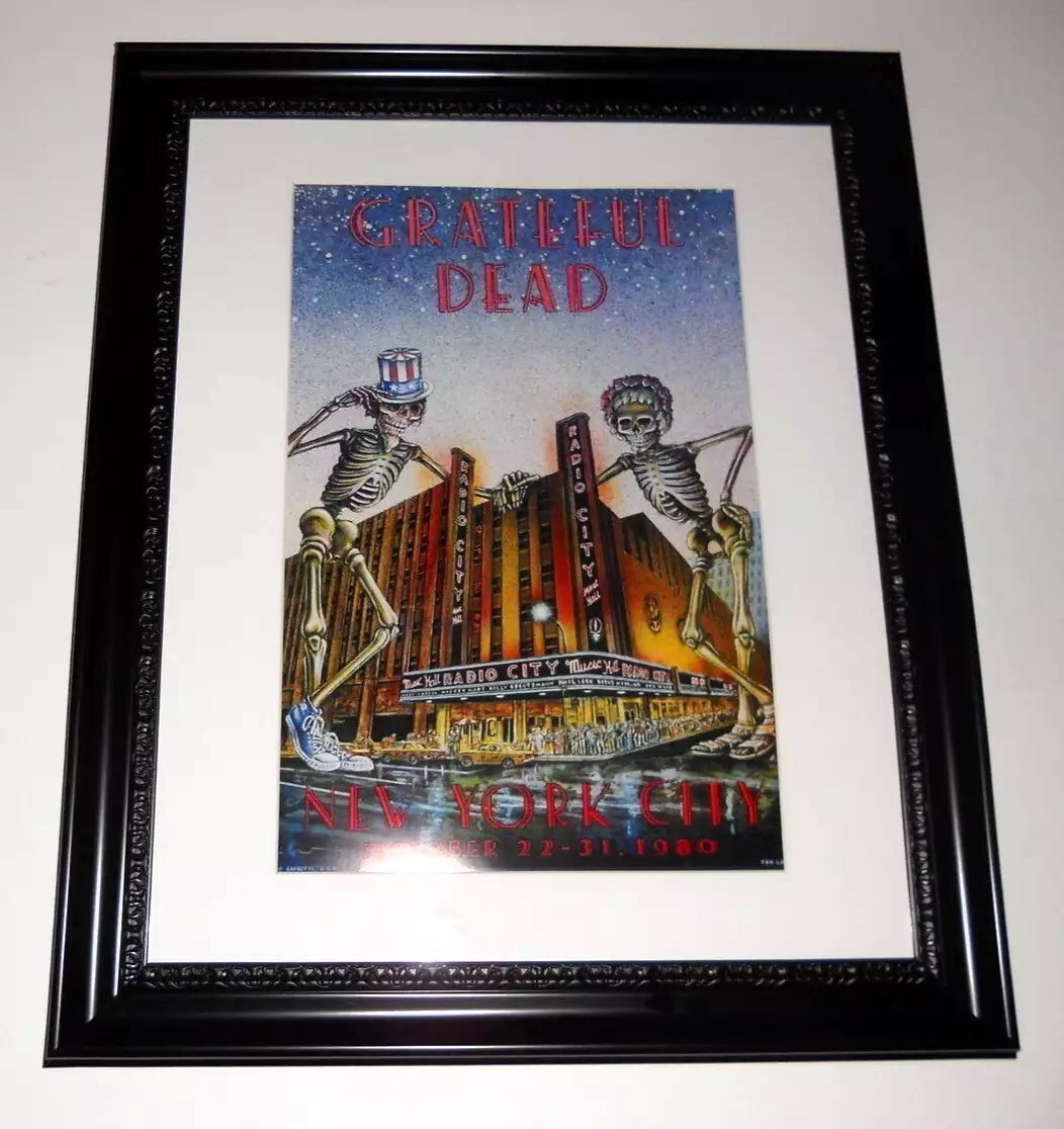 Large Framed Grateful Dead Radio City 1980 NYC Halloween Poster 24" by 20"
