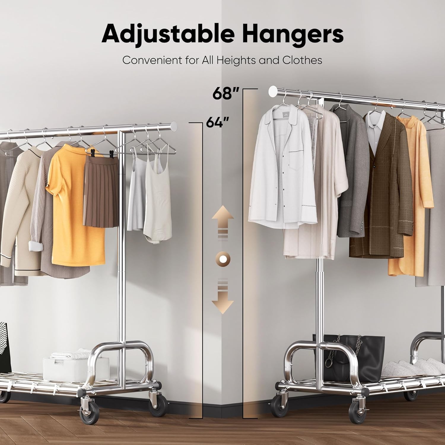 HOKEEPER Clothing Racks Heavy Duty Clothes Rack Adjustable Garment Rack S009