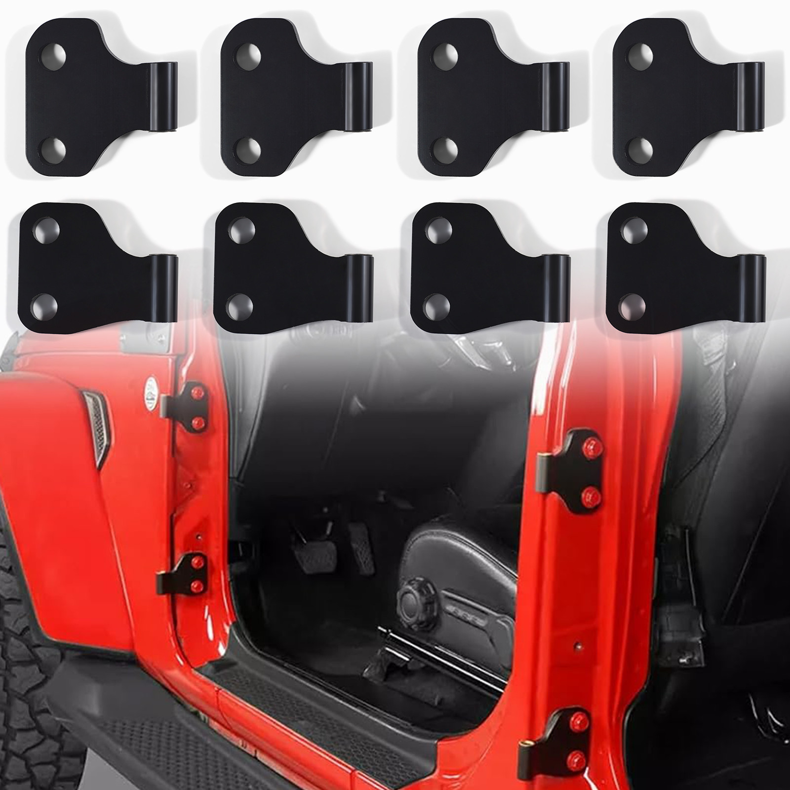 For 2018-2025 Jeep Wrangler JL Body Door Hinge Replacement Set Powder Coat 16pcs