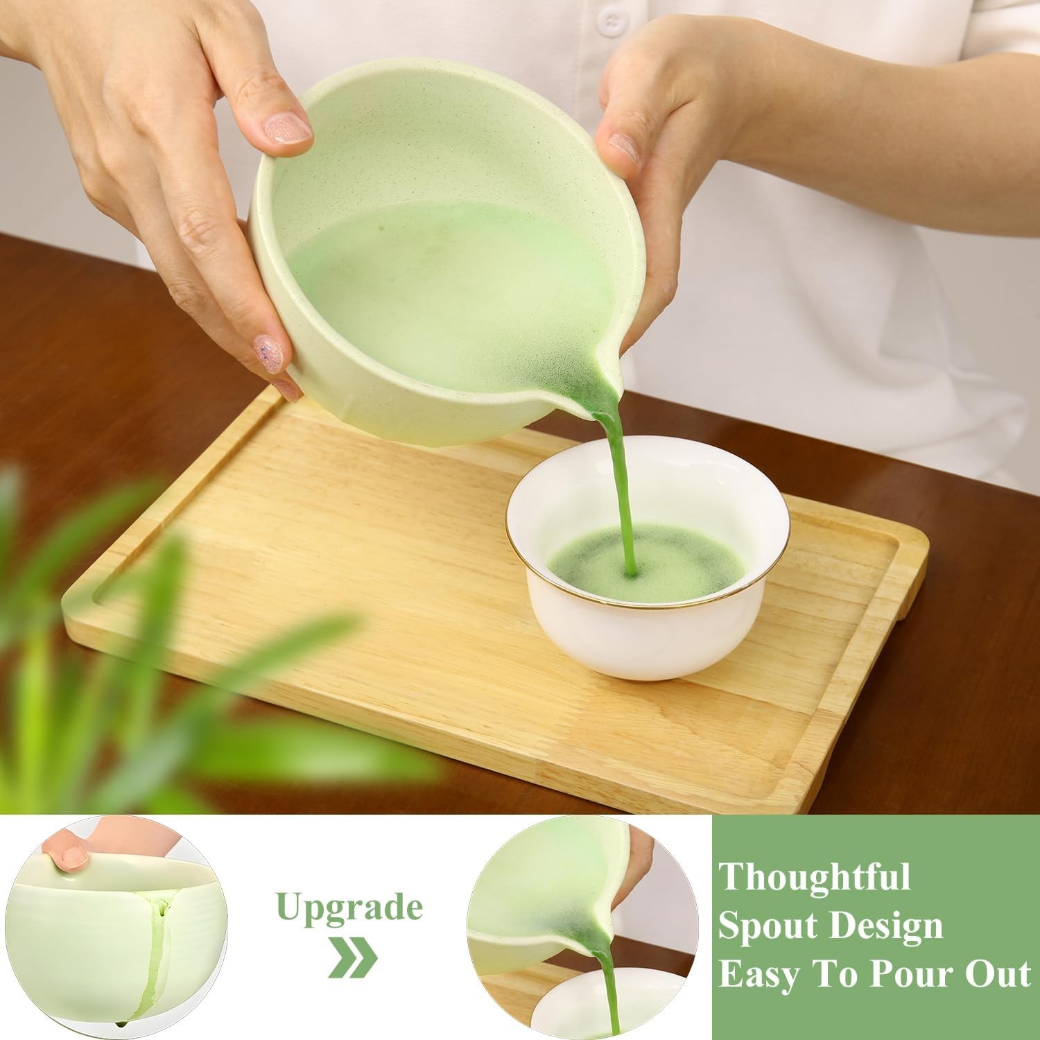 Matcha Whisk Set, Matcha Bowl with Spout, Matcha Whisk & Holder, Stainless