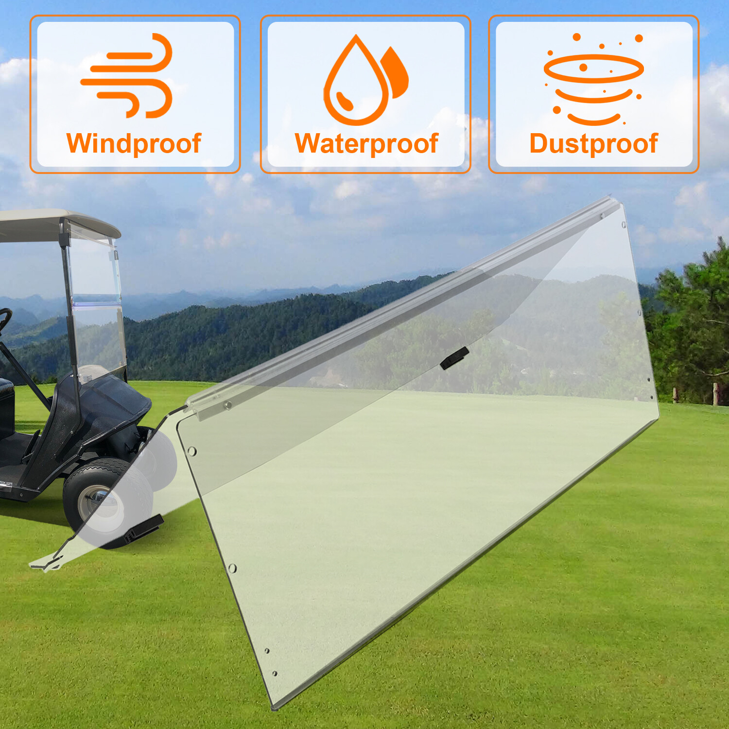 For 1994-2014 EZGO TXT & Medalist Folding Fold Golf Cart Clear Windshield