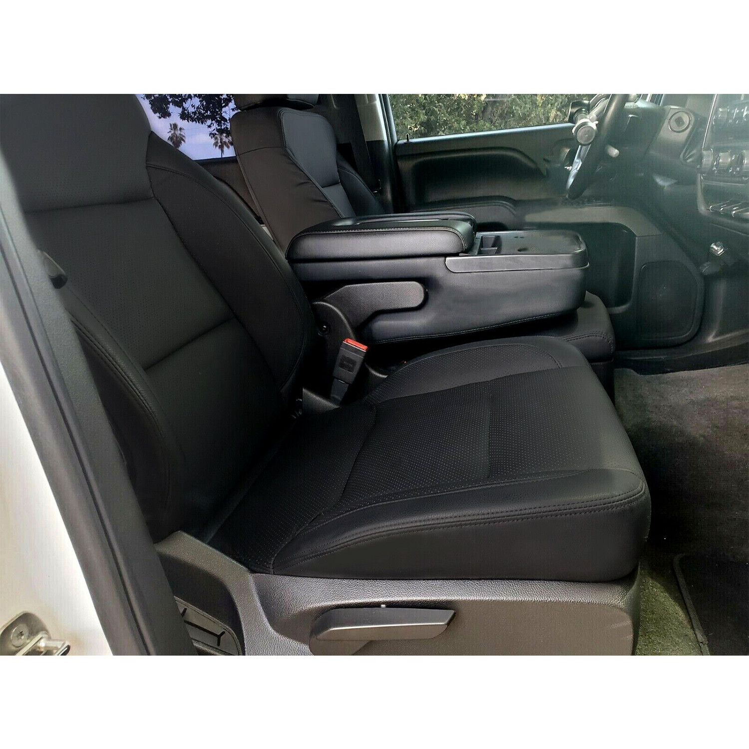 Black Seat Covers Set For 2014-2018 Chevy Silverado Crew Cab LT 15 16 17