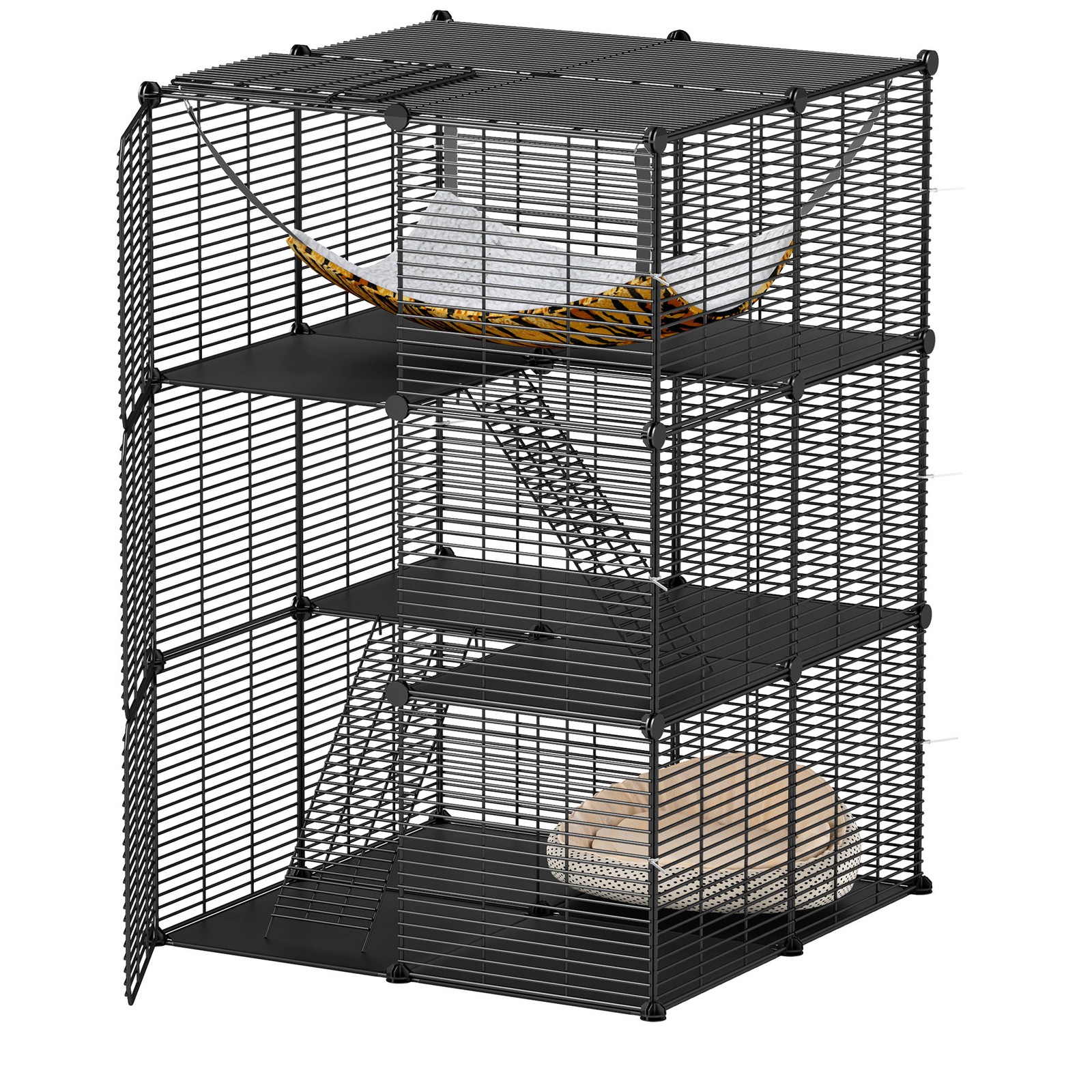 Cat Cage Indoor Enclosures DIY Cat Playpen Metal Kennel with Extra Large Hammock