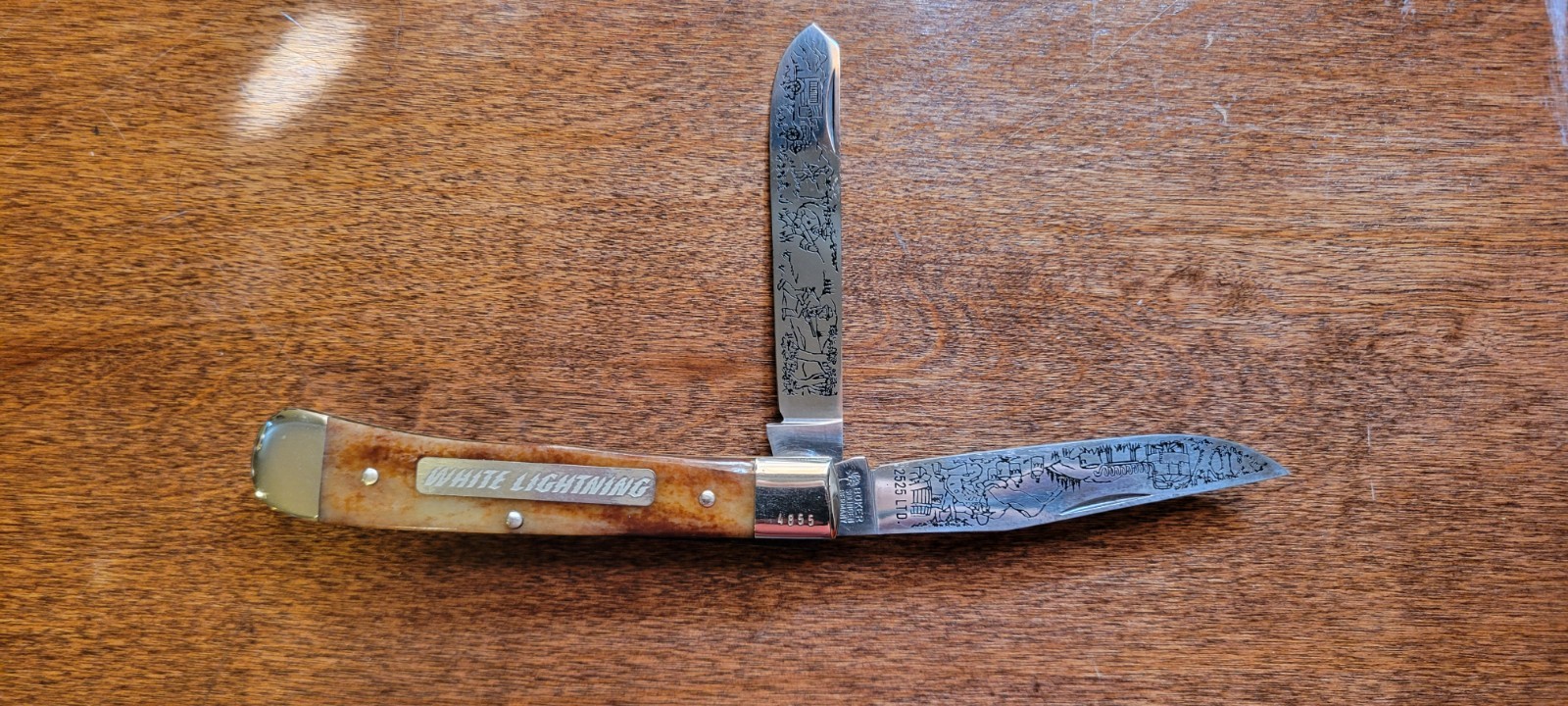 Boker 2525 White Lightning Limited Ed Trapper Pocket Knife with Box Germany