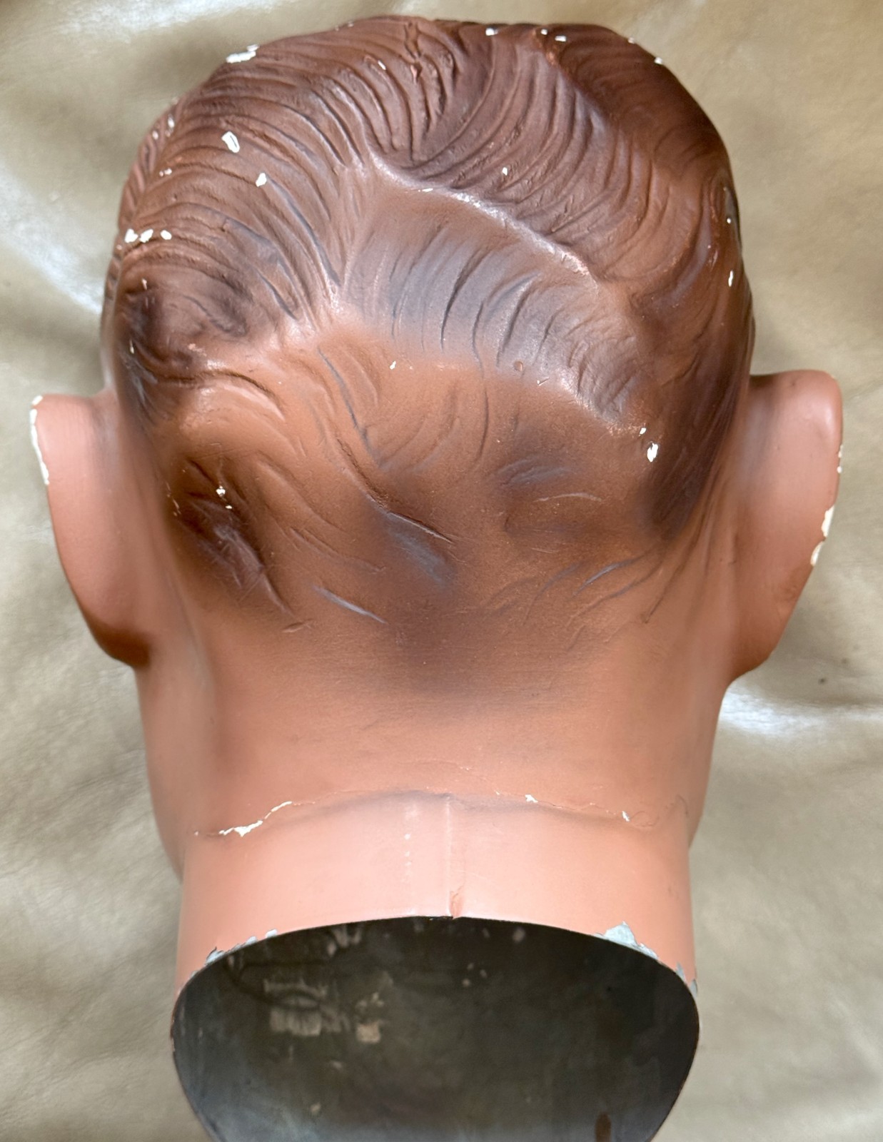 Very Vintage Male Mannequin Head / Silvestri Hollywood / Plaster Head & Tin Neck