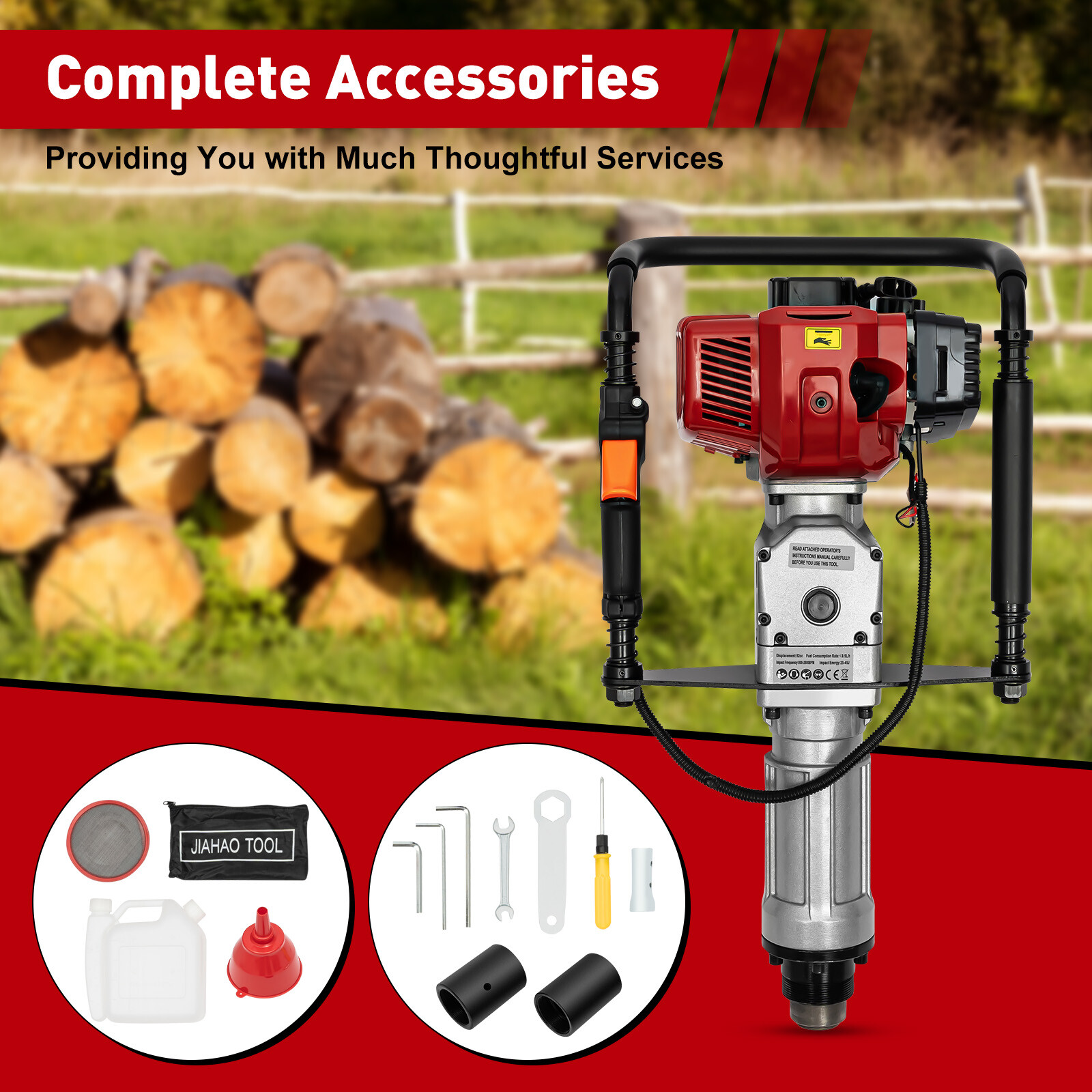 52CC Gas Powered T-Post Driver 2.3HP Fence Farm Push Pile Gasoline Engine Kit~