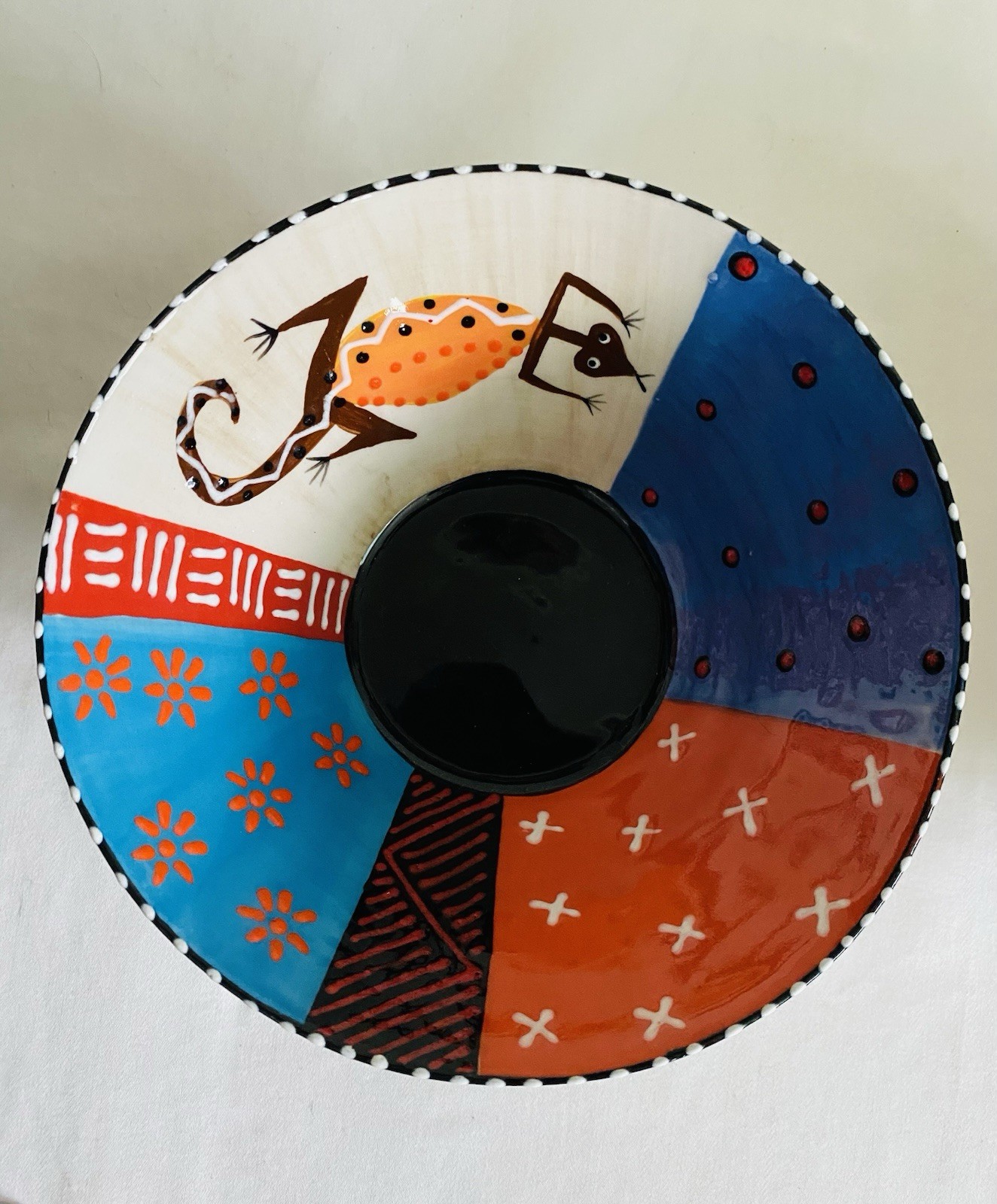 Pair VTG Elsona South African Hand Painted Ceramic 6" Bowls Elephant Signed