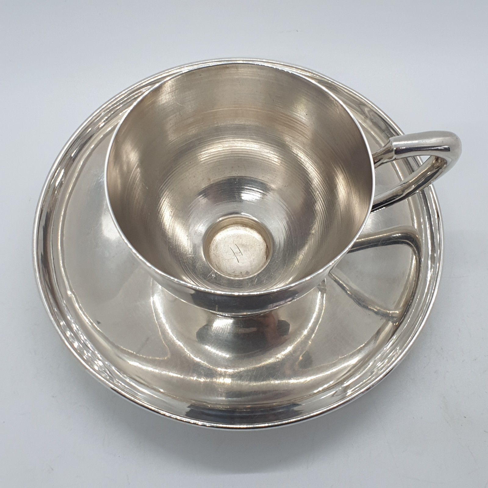 900 Solid Silver Coffee Cup & Saucer