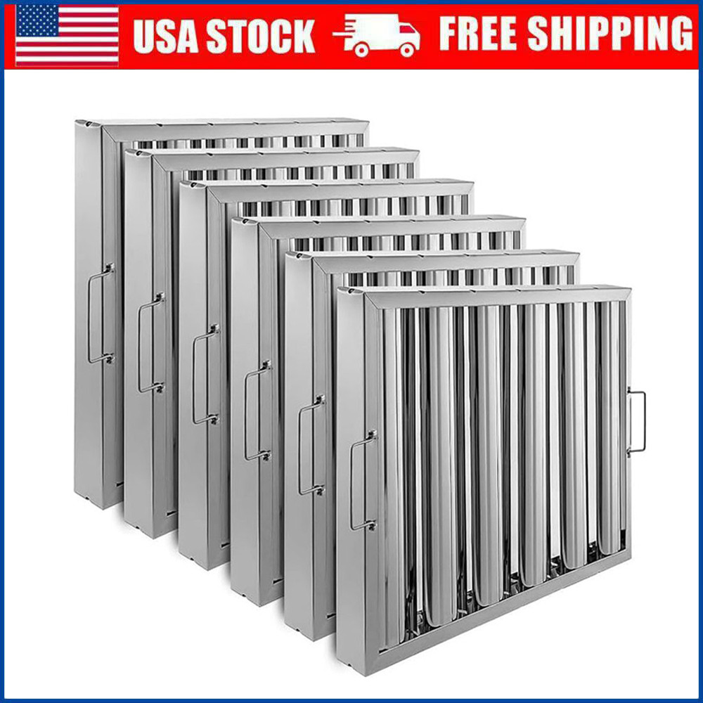 6 Pack Commercial Kitchen Exhaust Hood Filters 5 Grooves Range Hood Filters