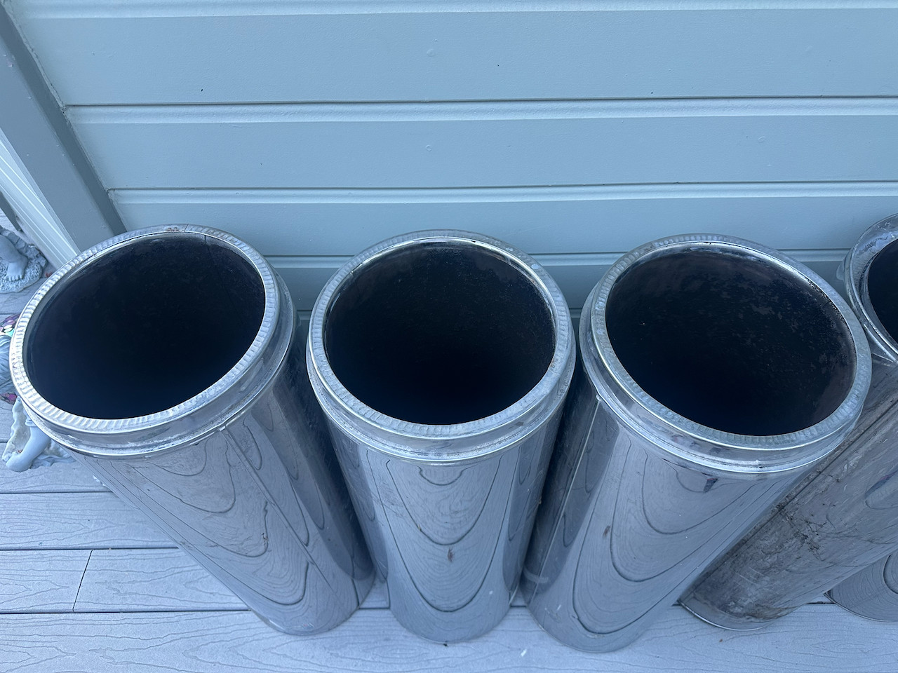 6x 10" diameter 36" length Selkirk packed stove pipes with storm collar and cap