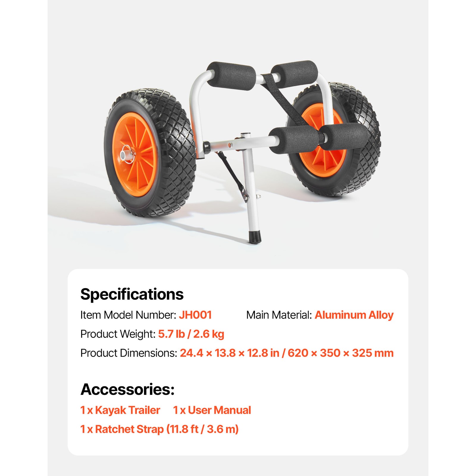 Uimoso Kayak Cart Carrier Foldable 200 lbs Capacity W/ 10" Durable Rubber Tires