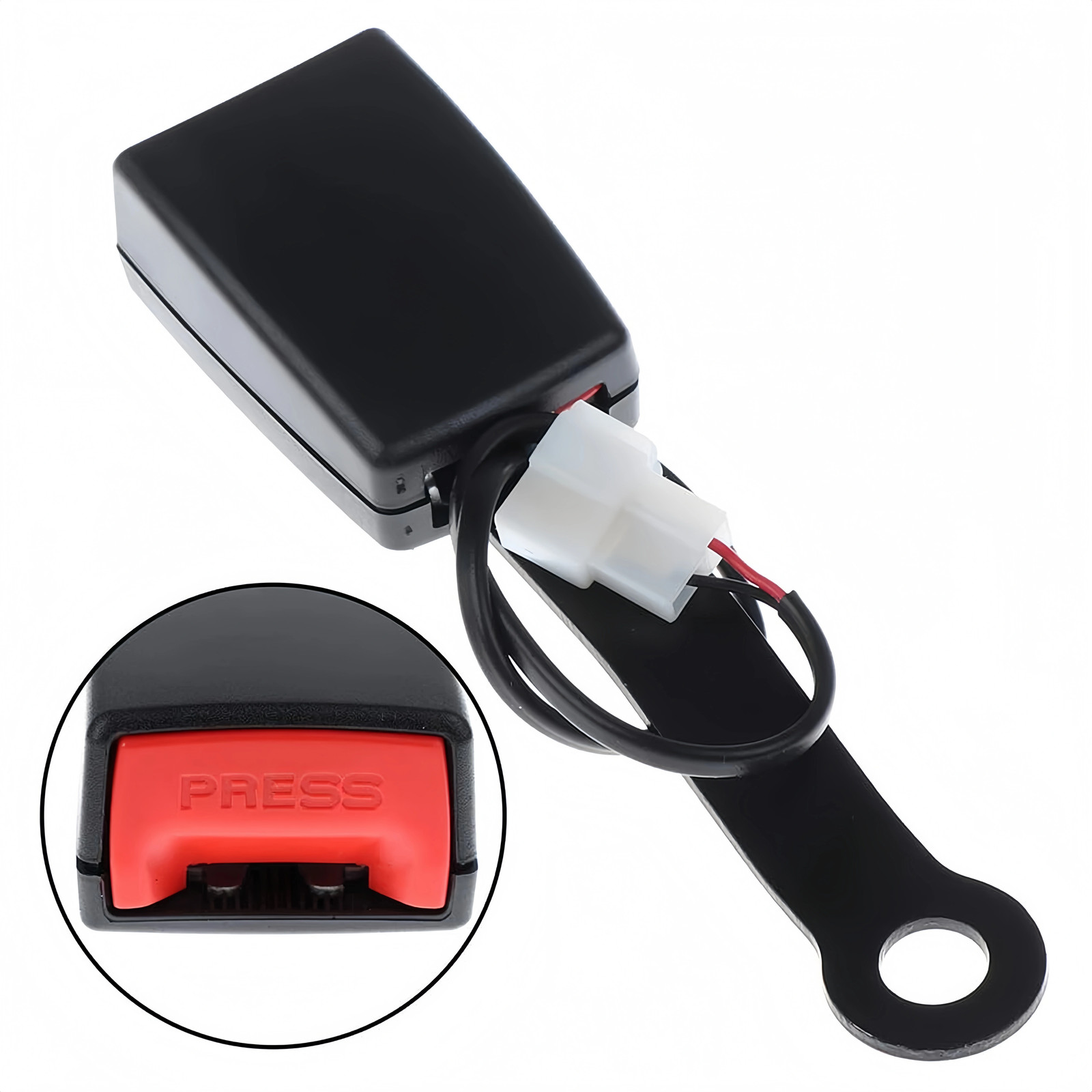 Car Seat Belt Latch Buckle Safety Belt Buckle Plug Adapter w/ Warning Cable NEW