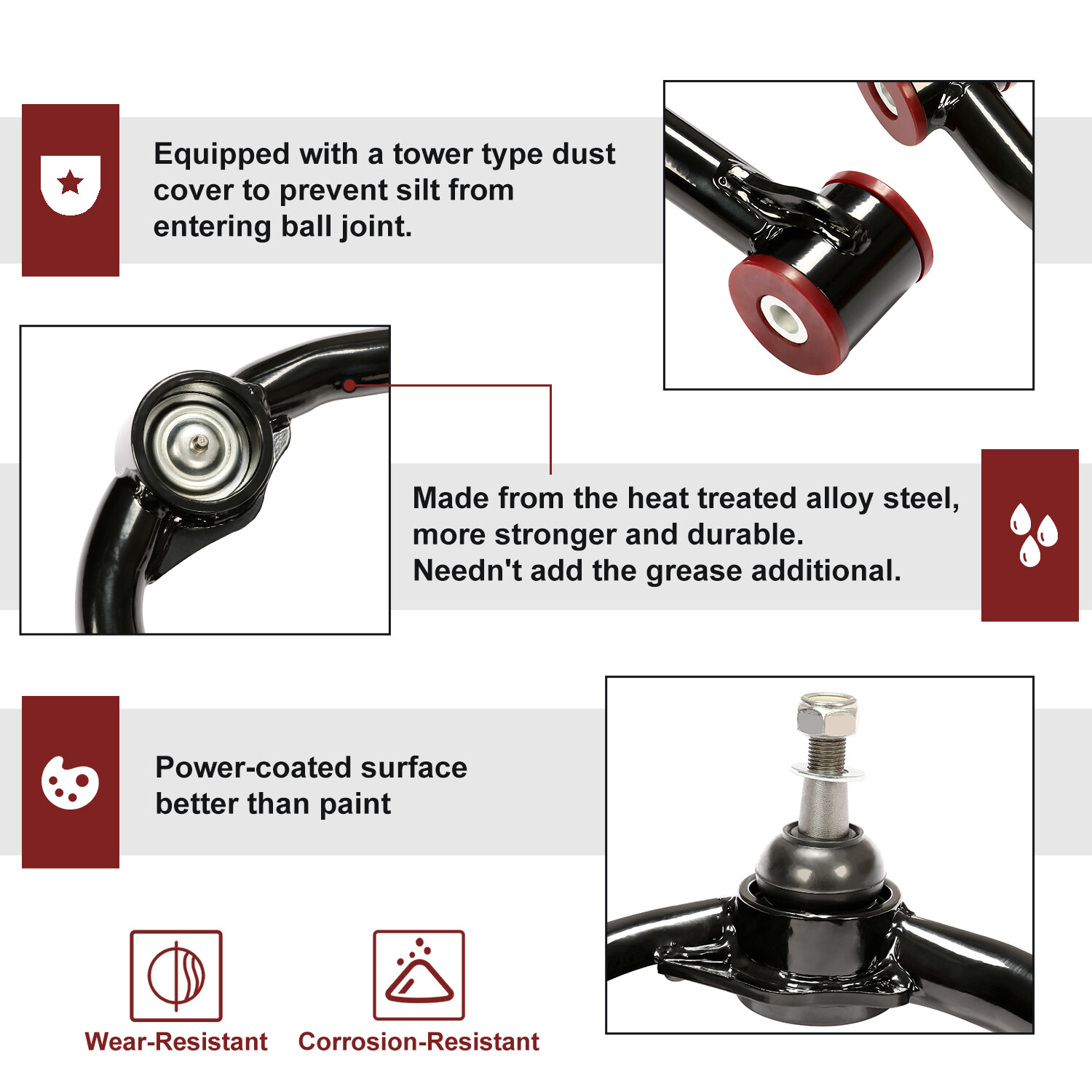 For F150 Front Upper Control Arms For 0-4" Lift For 2004-2020 Ford F-150 LH+RH