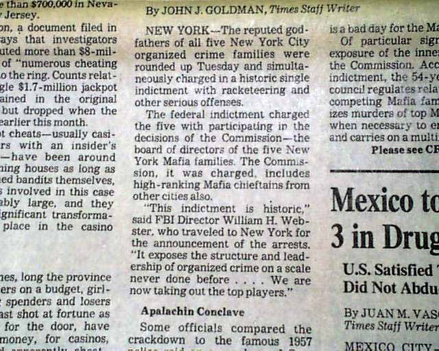COMMISSION CASE New York MAFIA Crime Bosses Indictments Photos 1985 Newspaper