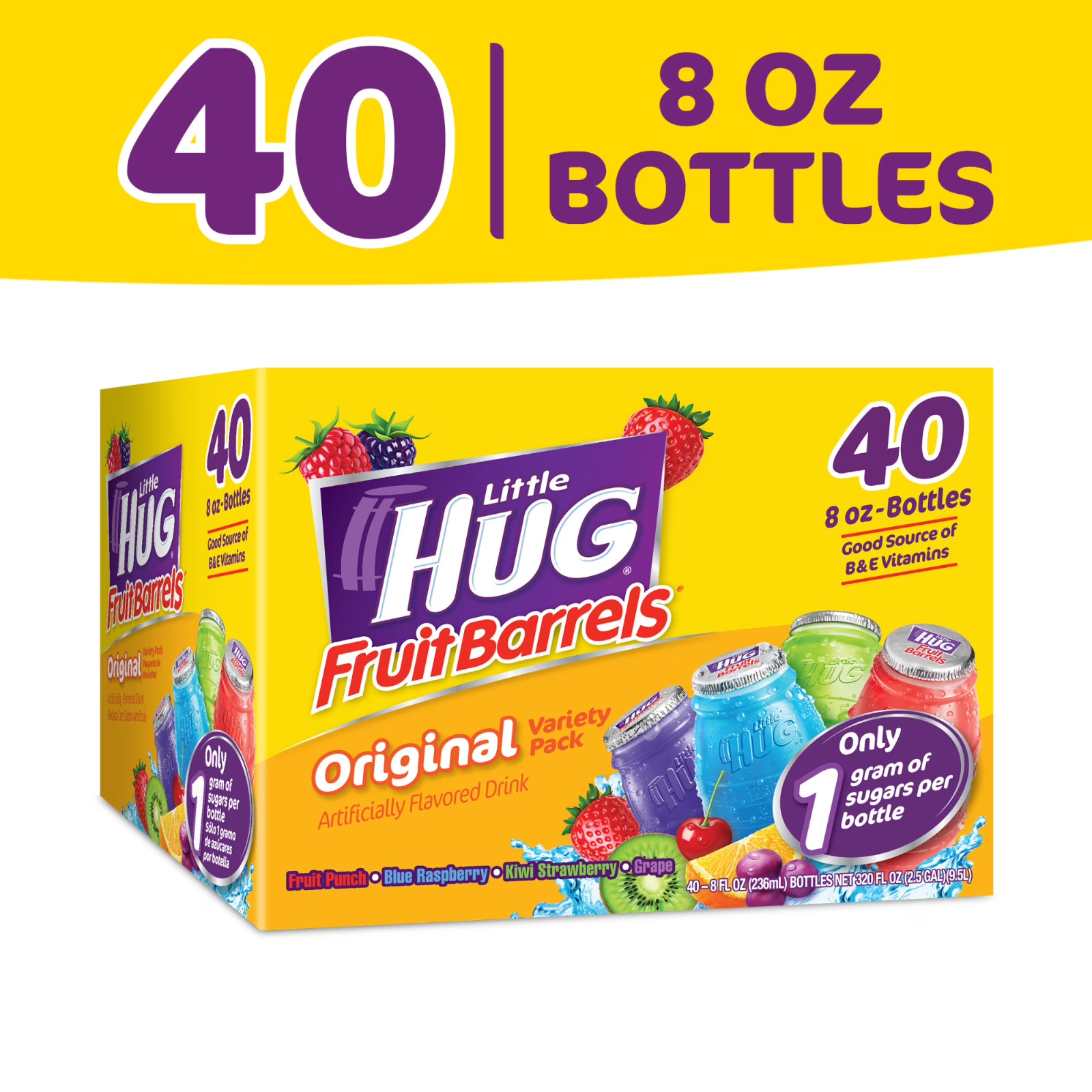 Little HUG Fruit Barrels Kids Drinks Variety Pack, 8 fl oz, 40 Count