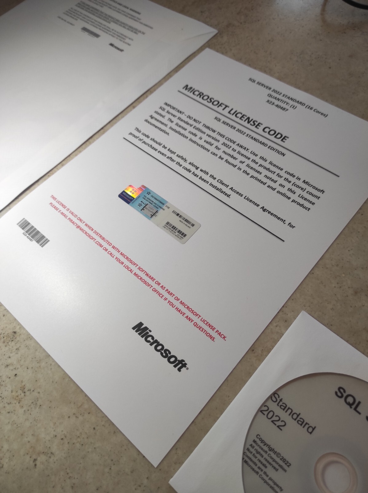 SQL Server 2022 Standard 16 Cores Unlimited CALs Lifetime License and DVD