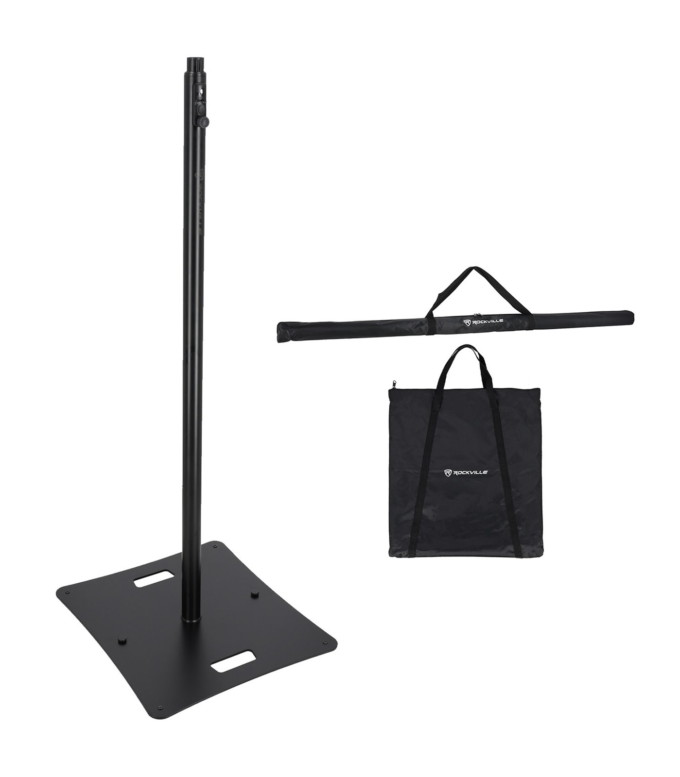 Rockville RLF2 BLACK 10 Foot Solid Base Speaker/Lighting/Projector DJ Stand+Bag