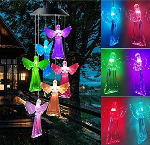 Solar Wind Chimes Lights LED Birds Color Changing Hanging Lamp Garden Home Ball