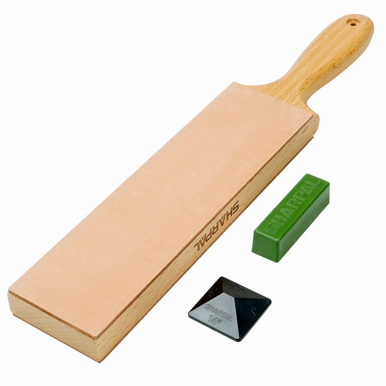 Large Leather Strop (Genuine Cowhide)  with 2 Oz. Polishing Compound&Angle Guide