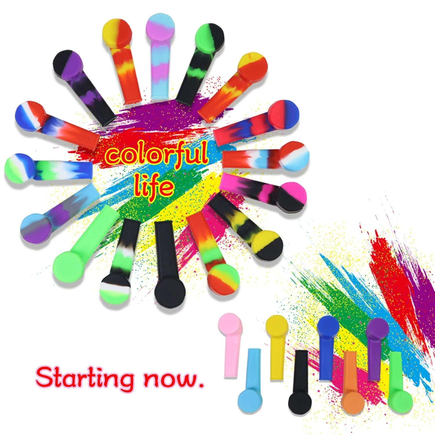 Silicone Smoking Hand Pipe with Metal Bowl &Cap Lid Pocket Pipe 10pcs