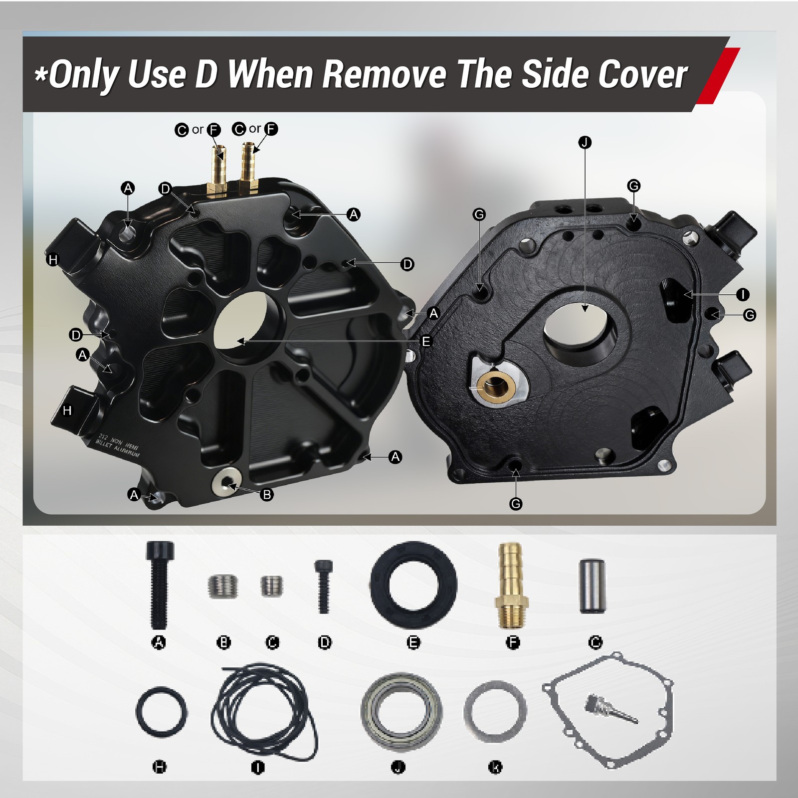 Black Dual Bearing Billet Side Cover - Upgrade For Predator 212cc Non Hemi