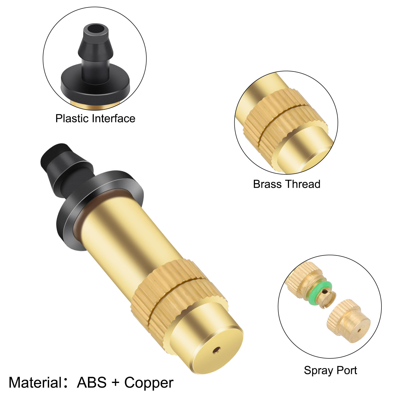 30PCS Adjustable Brass Misting Nozzles Spray Sprinkler Set for Garden Irrigation