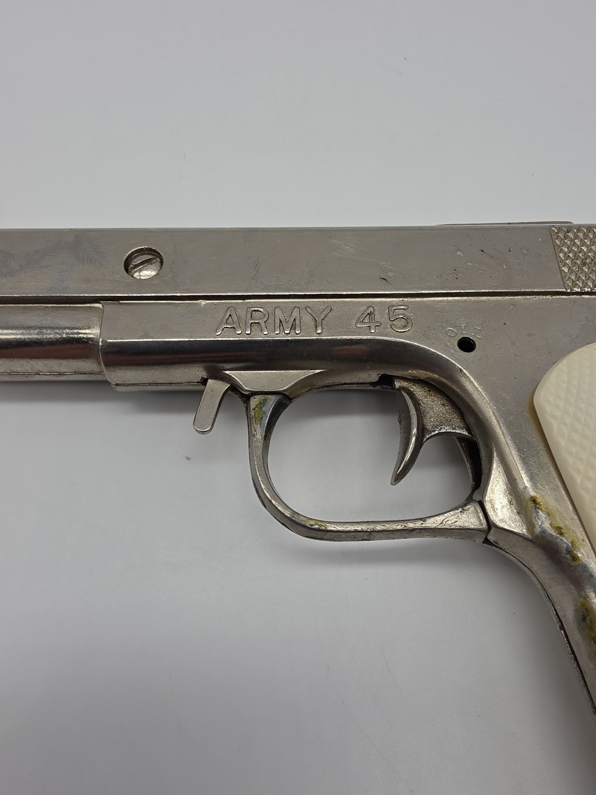 VINTAGE HUBLEY ARMY 45 CAP GUN - COLT 1911 - Working, Oiled- 1950'S