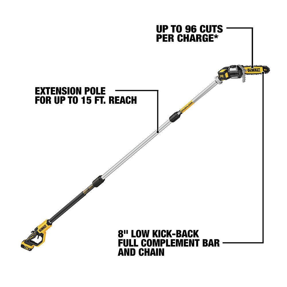 DEWALT 20V MAX XR Brushless Li-Ion Cordless Pole Saw New DCPS620B US Tool Only