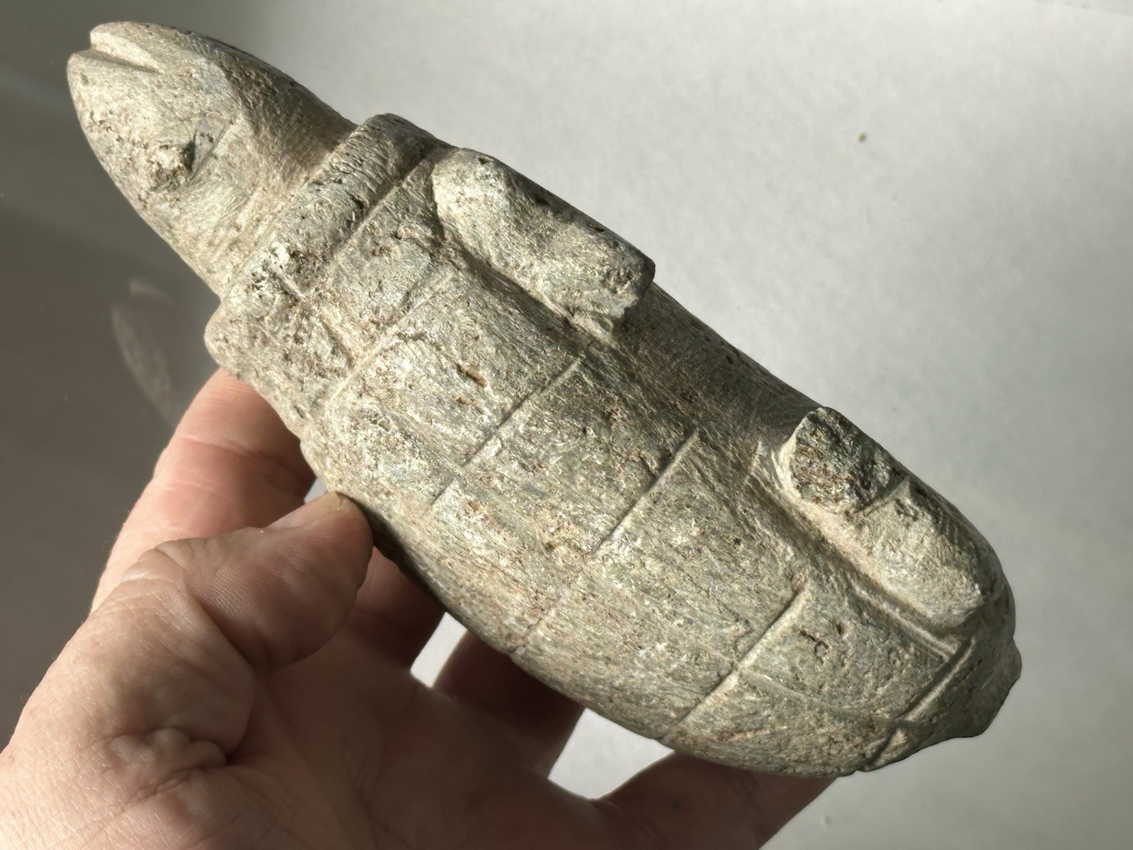 RARE CARVED STONE TURTLE EFFIGY FROM THE COLUMBIA RIVER, OREGON, MOTLEY COA