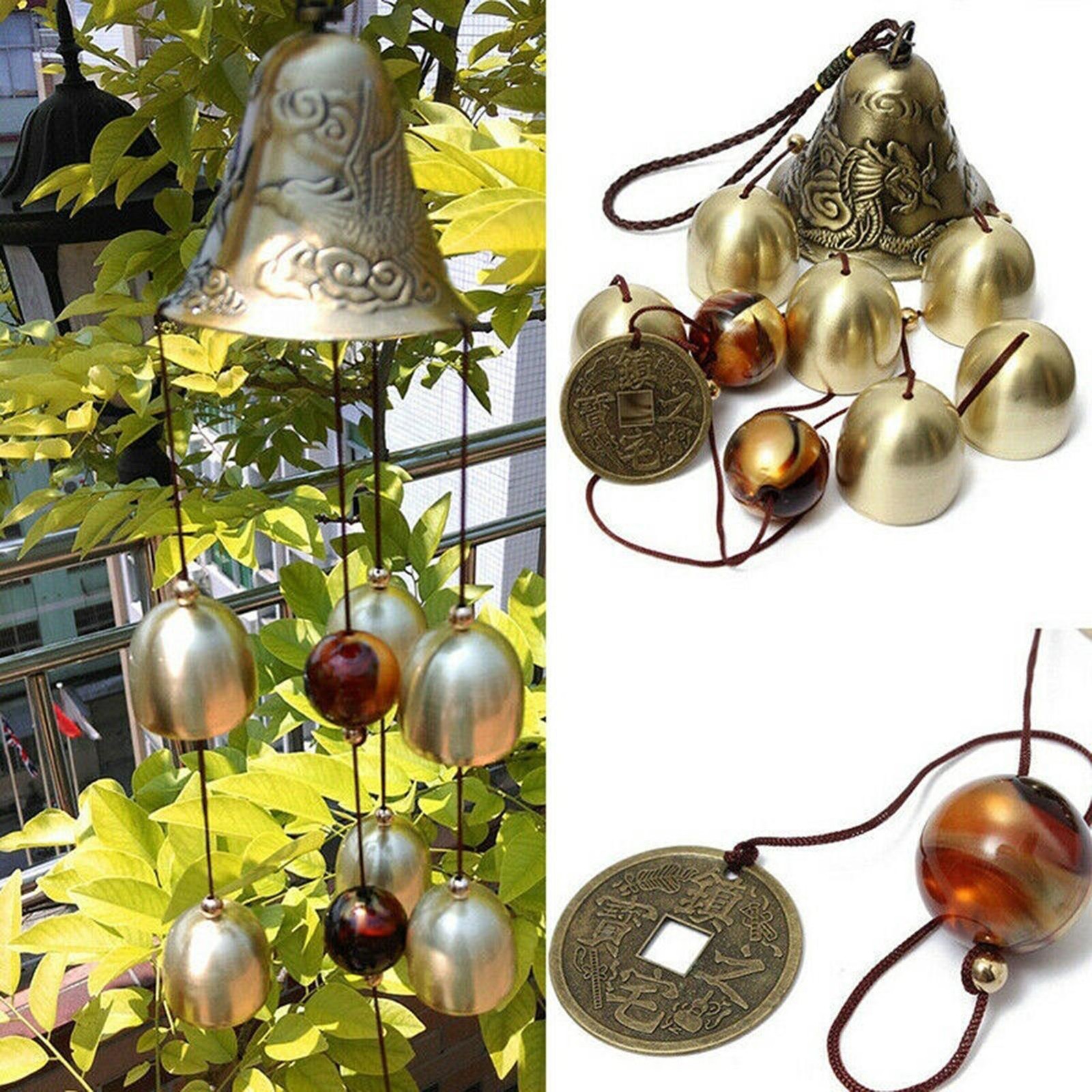 6 Copper Bell Wind Chimes – Outdoor Garden Hanging Decor