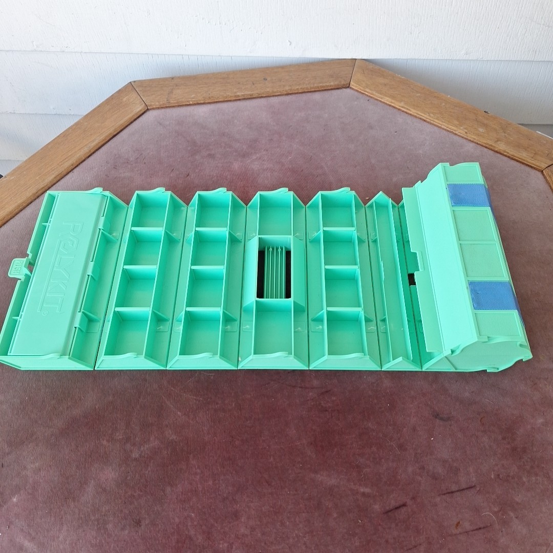Vintage Rolykit Green Blue Tool Box Craft Fishing Sewing Organizer Portable