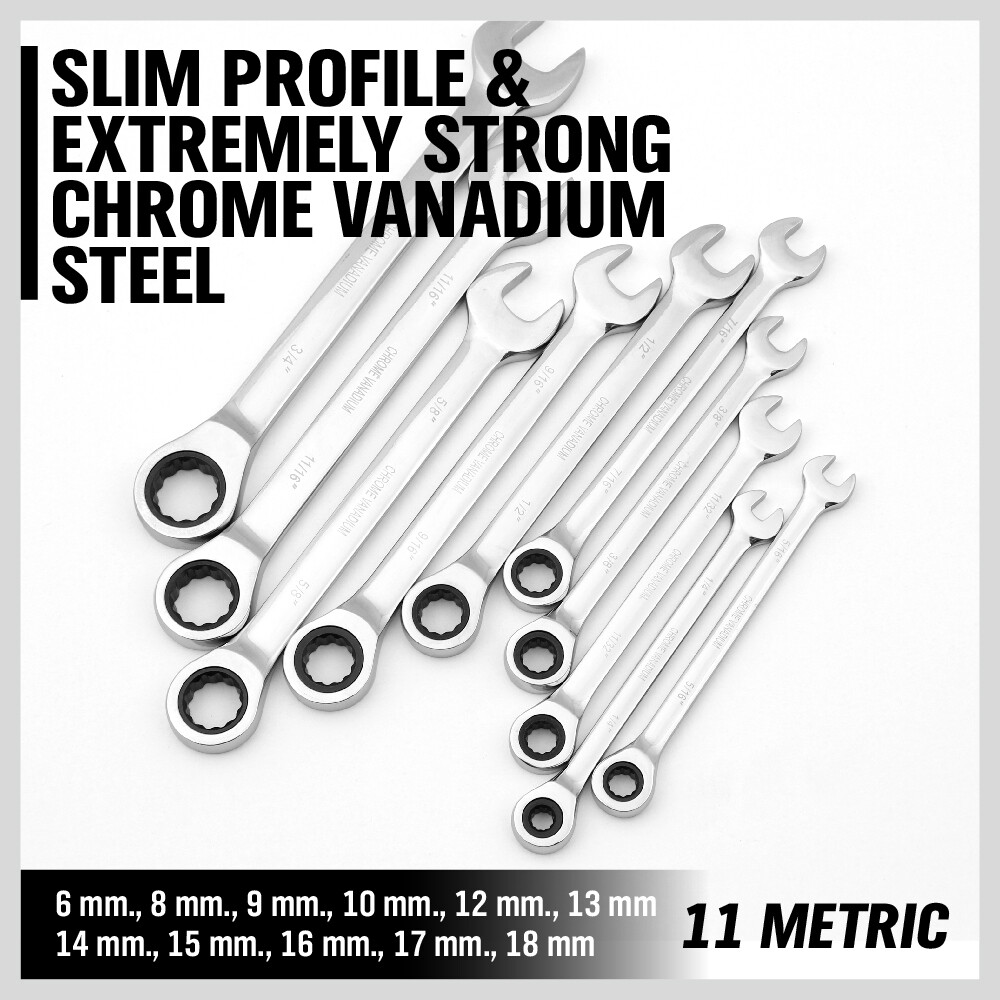 HORUSDY 48PC Ratcheting Wrench Set Ball End Hex Key SAE & Metric Gear With Pouch