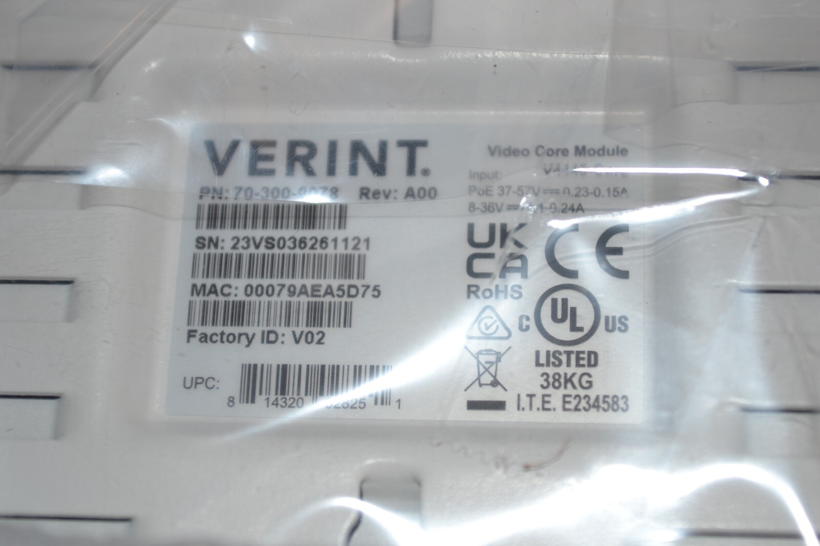 Verint V445-CORE Video Core Module P/N: 70-300-9078